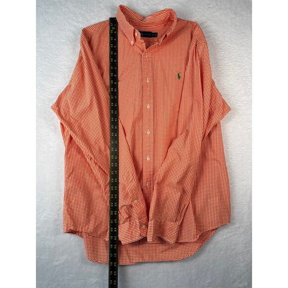 Ralph Lauren Oxford Shirt Men Size XL Gingham Check 100% Cotton Orange White - Picture 4 of 6